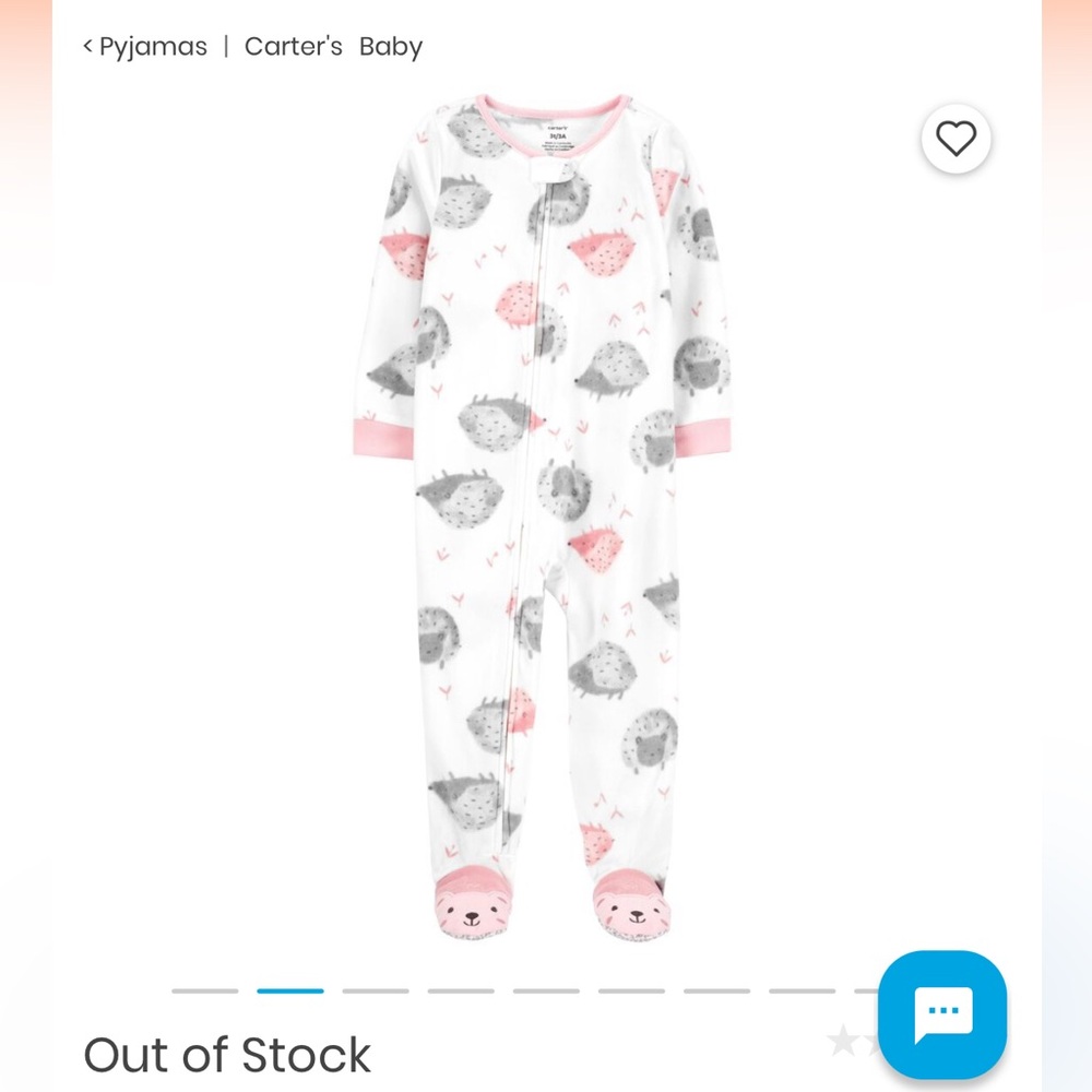 Carters hedgehog fleece footie